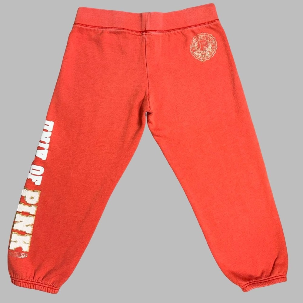 Victoria's Secret PINK Y2K Vintage Orange Capri Sweatpants Medium Spellout Logo